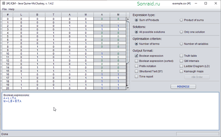 JQM - Java Quine-McCluskey 1.4.2