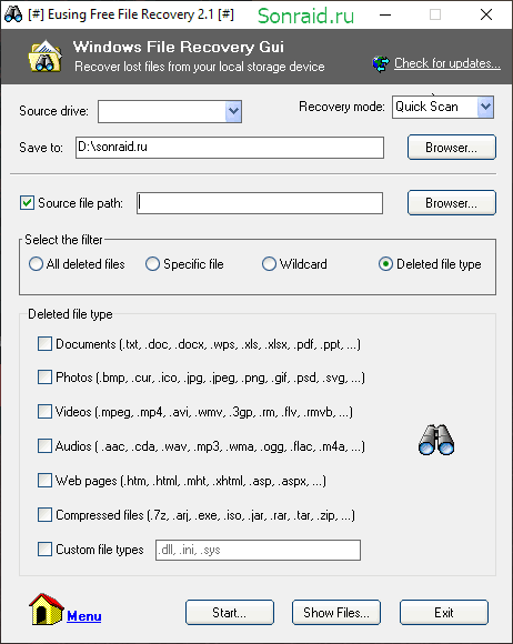 Eusing Free File Recovery 2.1