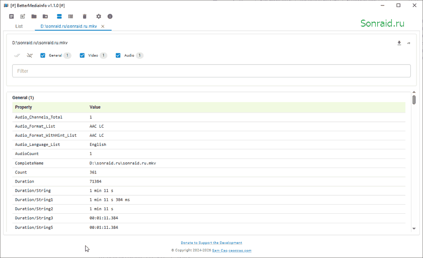 BetterMediaInfo 1.1.0