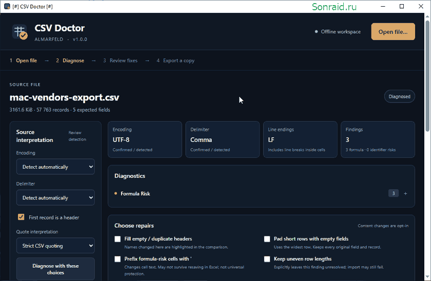 CSV Doctor 1.0.0